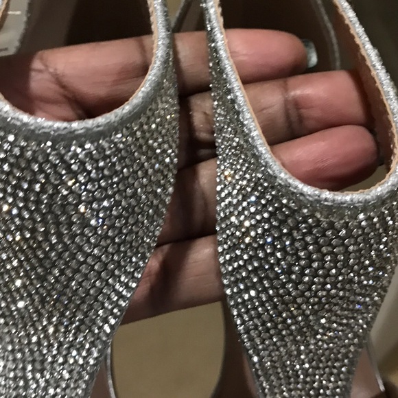 Sparkly silver rhinestone block heels - Picture 9 of 14